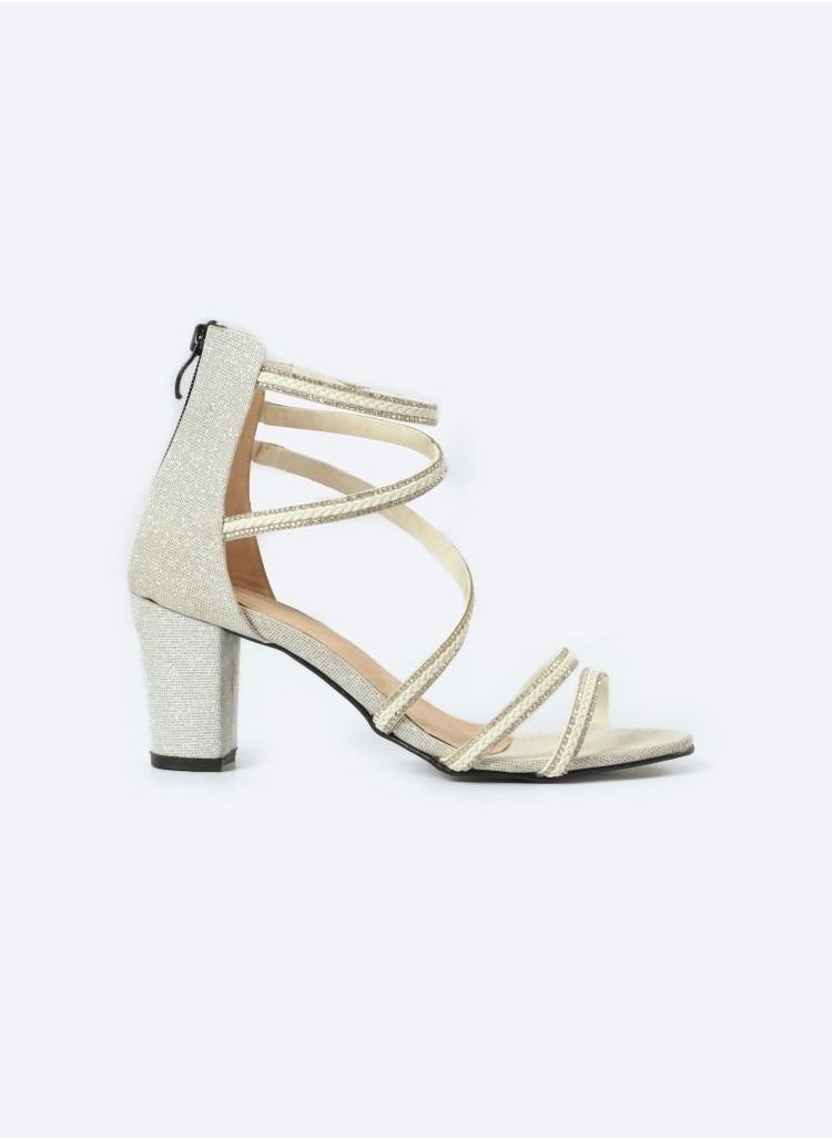 Zahwa - Half-boot Leather Sandals With Diamond-studded 5 Barrettes And 7cm Medium Height Heels - Image 1