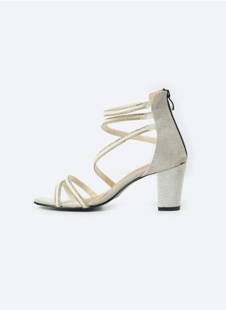 Zahwa - Half-boot Leather Sandals With Diamond-studded 5 Barrettes And 7cm Medium Height Heels - Image 1