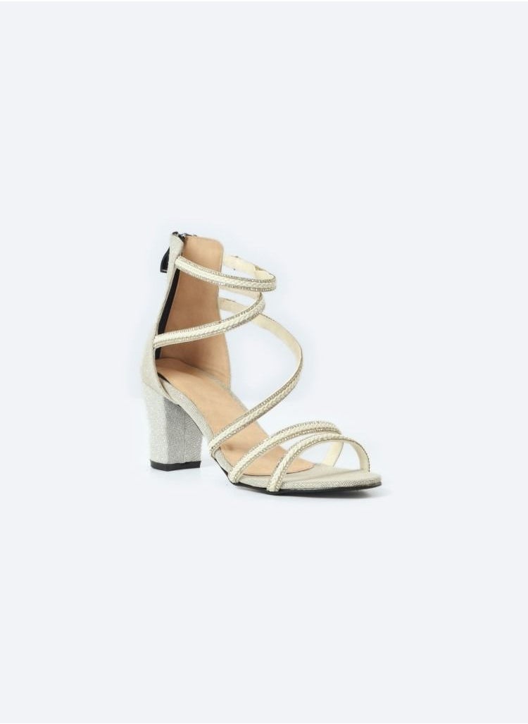 Zahwa - Half-boot Leather Sandals With Diamond-studded 5 Barrettes And 7cm Medium Height Heels - Image 1