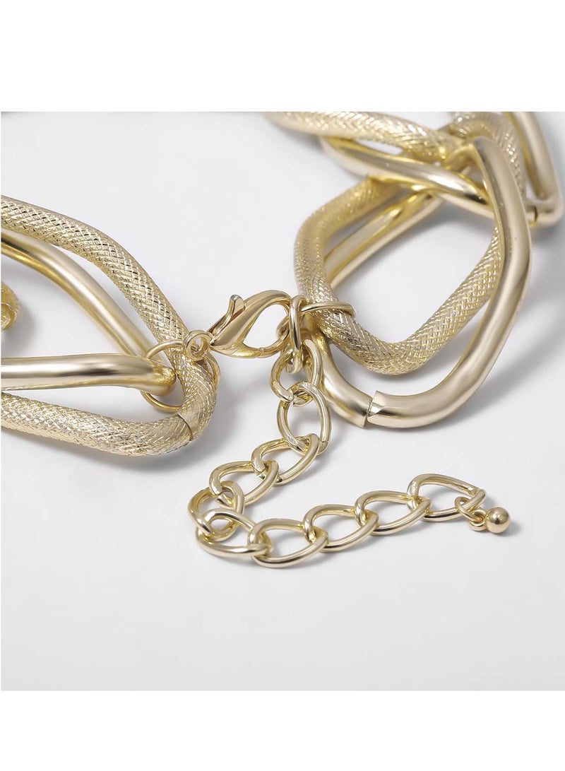 Excefore Gold Chunky Choker Necklace, Chunky Choker Necklace for Women, 18K Gold Chain Necklace Costume Accessory for Women Girls, Necklace Jewelry Gifts - Image 3