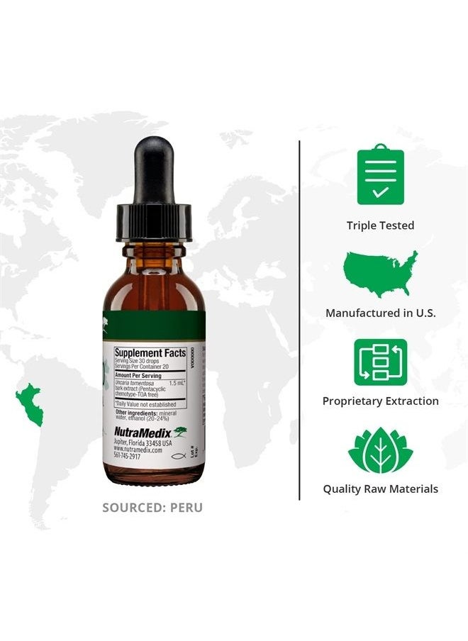Nutramedix - Samento Cat's Claw Tincture - Peruvian Cat's Claw Extract for Immune, Brain, Antioxidant, Cardiovascular & Microbial Support - Bioavailable Herbal Supplements from Nature (1oz / 30ml) - Image 1