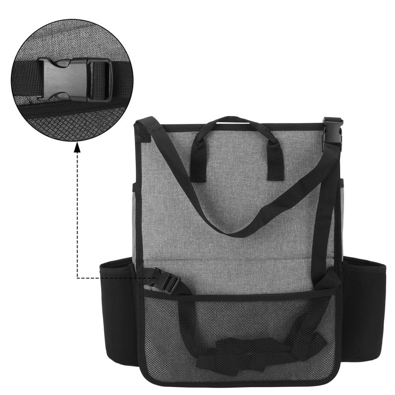 LUXJA Car Front Seat Organizer with Laptop and Tablet Storage Pockets, Car Seat Organizer with Back Adjustable Straps, Gray - Image 4
