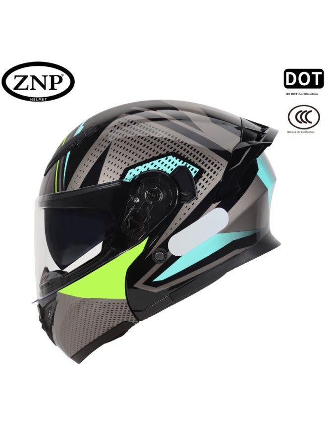 Znp 808 Motorcycle Helmet Uni Flip-up Helmet Four Seasons Universal Electric Motorcycle Full Face Helmet Blue Gray Star Source XL - Image 1