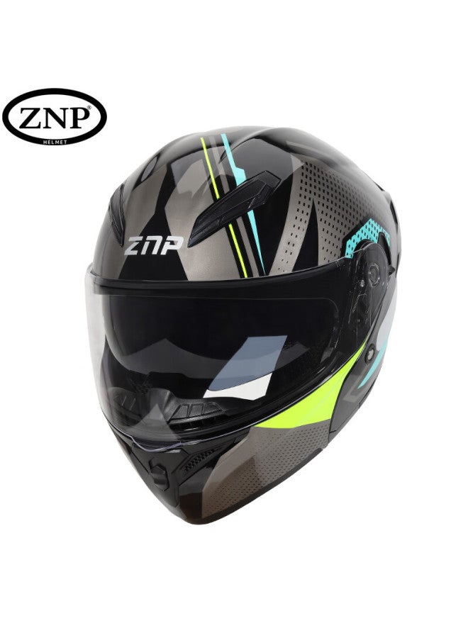Znp 808 Motorcycle Helmet Uni Flip-up Helmet Four Seasons Universal Electric Motorcycle Full Face Helmet Blue Gray Star Source XL - Image 2