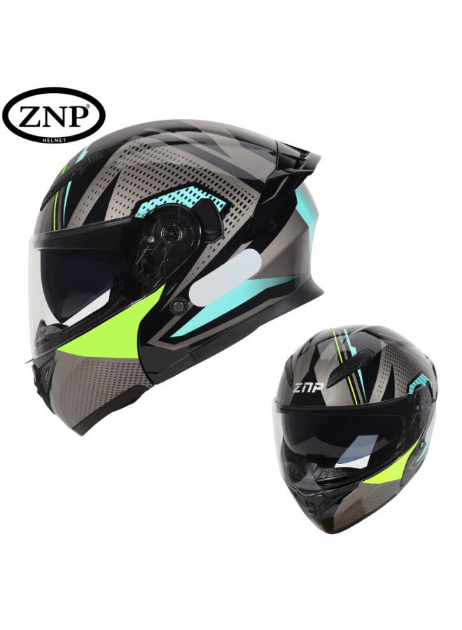 Znp 808 Motorcycle Helmet Uni Flip-up Helmet Four Seasons Universal Electric Motorcycle Full Face Helmet Blue Gray Star Source XL - Image 4
