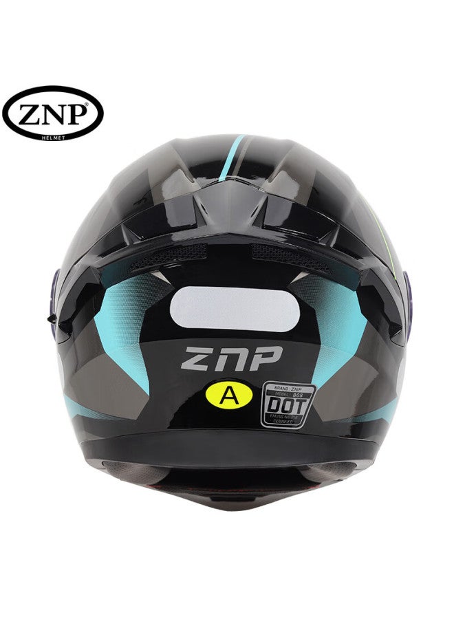 Znp 808 Motorcycle Helmet Uni Flip-up Helmet Four Seasons Universal Electric Motorcycle Full Face Helmet Blue Gray Star Source XL - Image 3