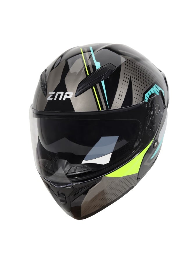 Znp 808 Motorcycle Helmet Uni Flip-up Helmet Four Seasons Universal Electric Motorcycle Full Face Helmet Blue Gray Star Source XL - Image 5