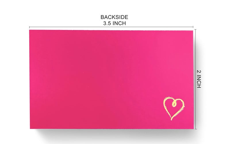 RXBC2011 100 Little Thank You Cards Gold Heart Design Bulk Thank you Notes for All Occasions 3.5 x 2 Inch hotpink - Image 2