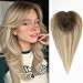 HAIRCUBE Hair Toppers For Women, Top Hairpieces 100% Remy Human Hair With Bangs, 150% Density Silk Base Clip In Topper For Slight Hair Loss/Thinning Hair/Gray Hair 14 inch 40g - Ombre T2-#6/#613 - Image 2