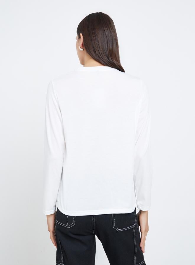 Styli White Long Sleeve Regular Fit T-Shirt - Image 4