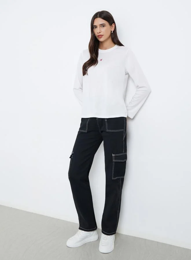 ستايلي تيشيرت بقصة عادية وأكمام طويلة