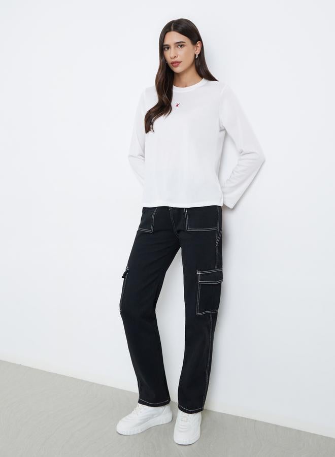 Styli White Long Sleeve Regular Fit T-Shirt - Image 2