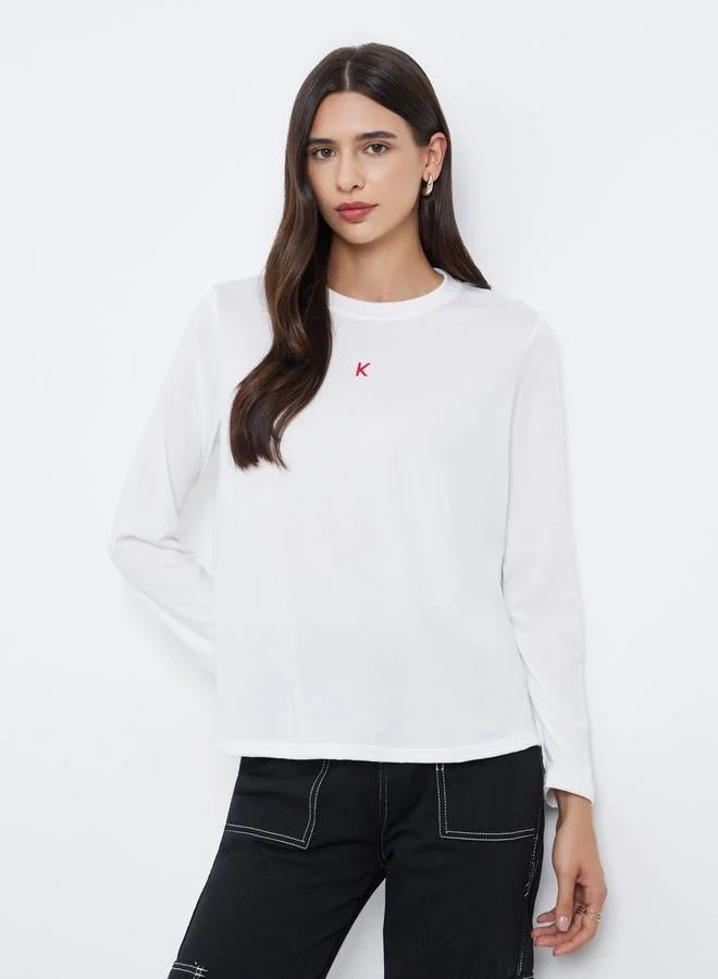 Styli White Long Sleeve Regular Fit T-Shirt