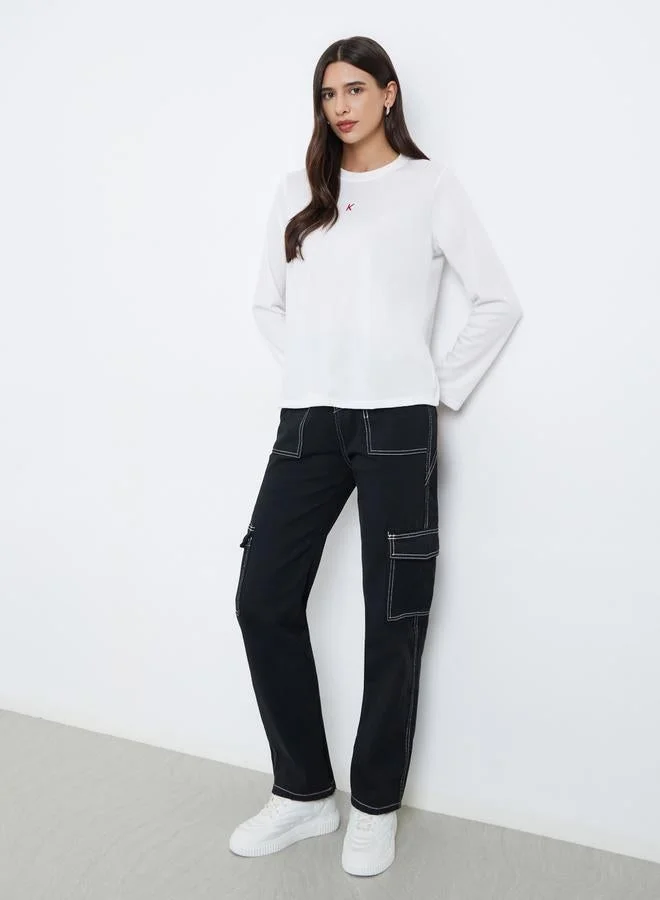 Styli White Long Sleeve Regular Fit T-Shirt