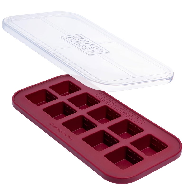 Souper Cubes 2 Tbsp Silicone Freezer Molds  Perfect for Storing Garlic Herbs Ginger Pesto Tomato Paste Lemon Juice Purees and More  Silicone Baby Food Freezer Tray  Cranberry  1Pack