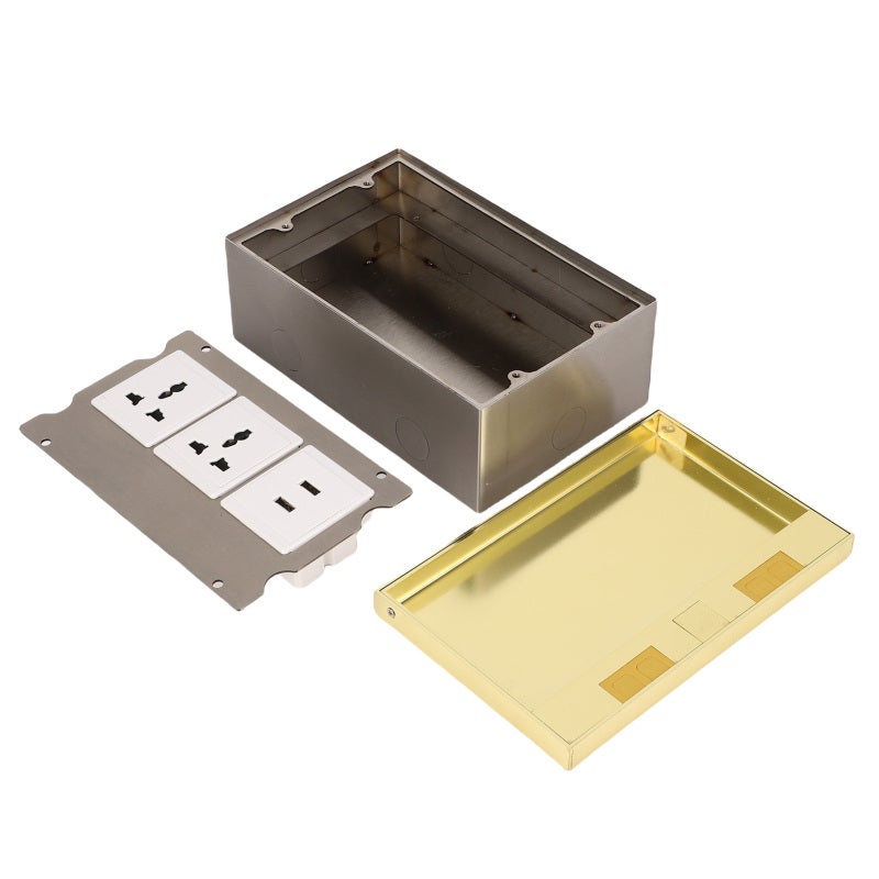 طقم مقبس أرضي غائر: ستانلس ستيل ومواد PC مقاومة للهب، مقبسان 16 أمبير 4000 واط ومنفذا USB - تركيب غائر مع إحكام مانع للماء، مقبس كهربائي أرضي للمكاتب والفنادق والمدارس - Image 4
