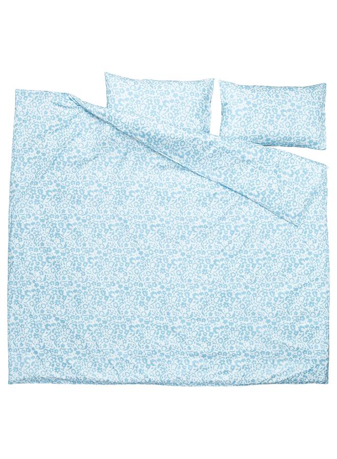 Zaboon Duvet cover and 2 pillowcases, white/blue, 240x220/50x80 cm - Image 5