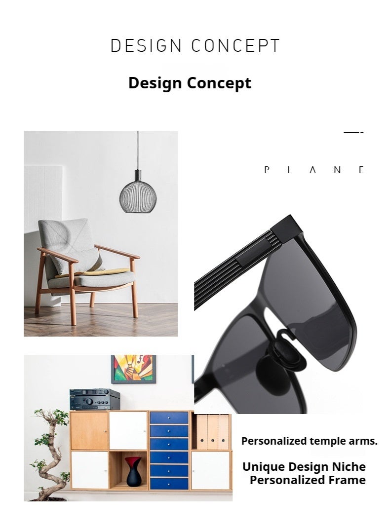 أورون نظارات شمسية رجالية، نظارات شمسية أنيقة للقيادة، نظارات شمسية للحماية من الأشعة فوق البنفسجية، نظارات صيد، إطار أسود - Image 4