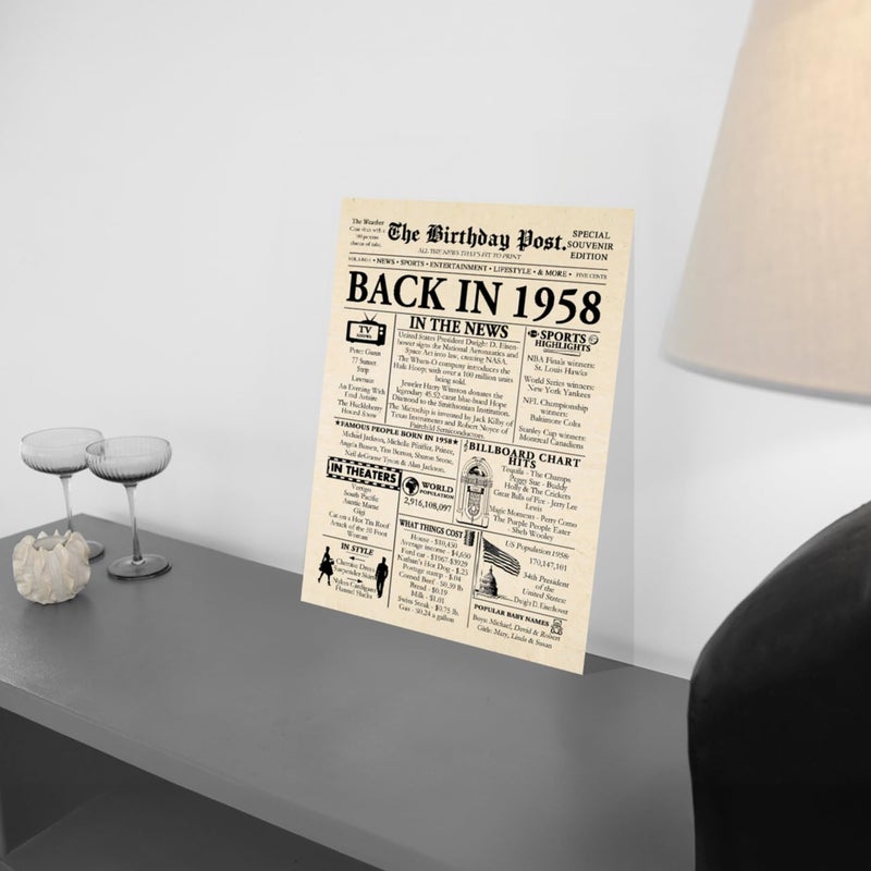 Stuff4 67th Birthday Poster Unframed - Back In 1958 Newspaper - Happy 67th Birthday Gifts for Men Women Vintage Retro Born In 1958  8x10 Inch Sixty-Seven Sixty-Seventh Bday Party Decor Decoration - Image 1