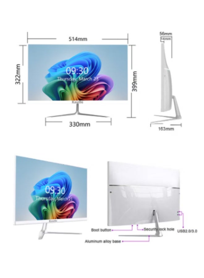 كمبيوتر مكتبي الكل في واحد، 23.8 بوصة، معالج إنتل كور I5 3320M، ذاكرة وصول عشوائي 8 جيجابايت، قرص صلب SSD سعة 256 جيجابايت، بلوتوث 4.2 مع لوحة مفاتيح وماوس ونظام تشغيل ويندوز 10 برو، كمبيوتر مكتبي الكل في واحد، أبيض A238B إنجليزي أبيض - Image 3