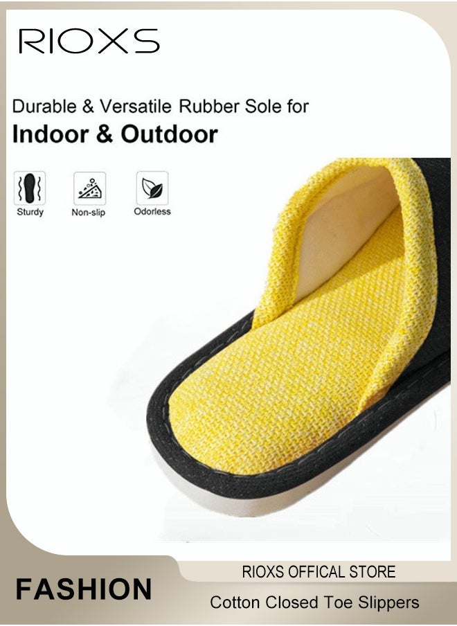 RIOXS House Slippers For Women And Men,Unisex Smile Cotton Closed Toe Slippers,Anti-Slip Flat Slippers,Comfy Casual Slippers For Bedroom/Living Room,Warm Plush Slippers Slip-on Shoes For Spring Autumn And Winter  - Image 3