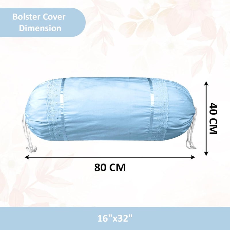 Kuber Industries Kuber Industries Set of 2 BolsterSide Pillow Cover 16x32 Cylindrical MaslandMasand Long Pillow Cover For Diwan Pillows Plain Blue  - Image 3