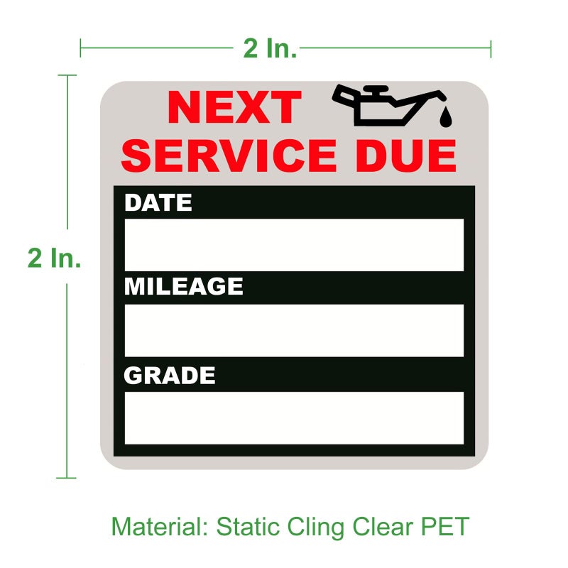 JINCH Oil Change Stickers Static Cling, 120pcs 2x2 Inches Oil Change Reminder Sticker for Windshield with No Residue, Clear Next Service Due Labels for Car Auto Vehicle Window - Image 2