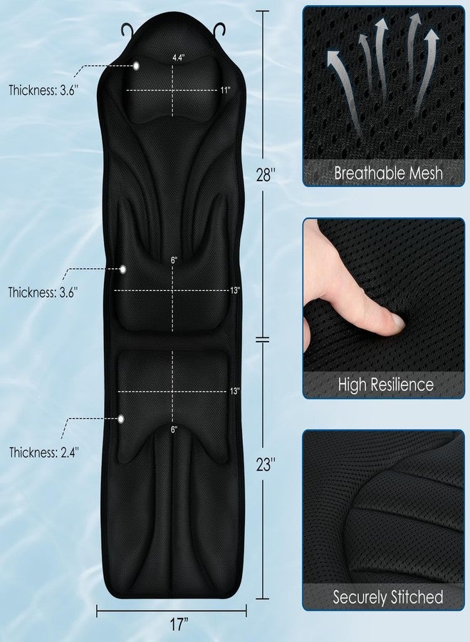 Atsuwell Full Body Bath Pillow for Bathtub, Ergonomic Bathtub Cushion for Neck, Waist, Hip Support, Luxury 3D Mesh Shower Pillow with Non-Slip Suction Cups & Dual Hooks, Pressure Relief, 51'' x17'' - Image 3