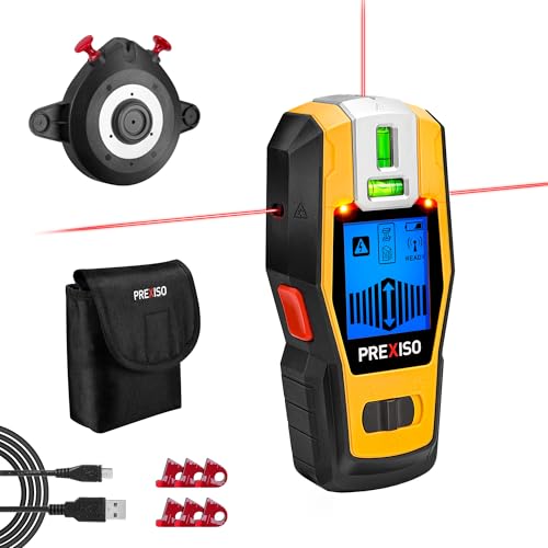PREXISO 2-in-1 Stud Finder with Laser Level, Rechargeable Multi Surface Cross Line Laser & Wall Stud Scanners Tool for Hanging Frames & Picture, Wood Ac Wire Metal Studs Joist Pipe Detection - Image 1