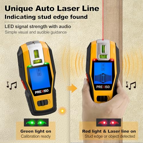 PREXISO 2-in-1 Stud Finder with Laser Level, Rechargeable Multi Surface Cross Line Laser & Wall Stud Scanners Tool for Hanging Frames & Picture, Wood Ac Wire Metal Studs Joist Pipe Detection - Image 4