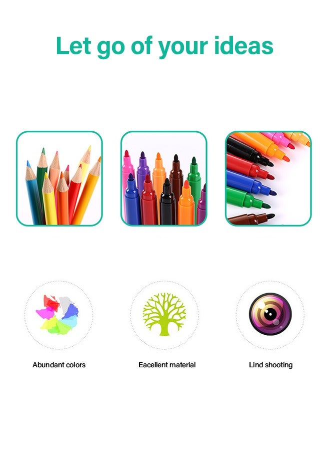 GROIC 150 PCS Painting Set Includes board Colored Pencils Various Drawing Tools and 2Packs Cartoon Book - Image 5