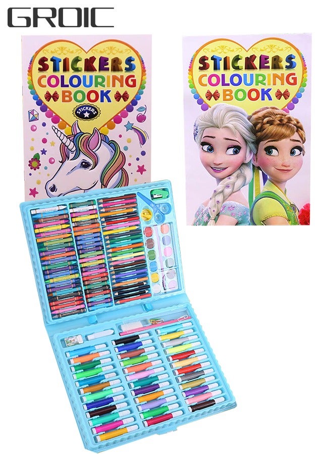 GROIC 150 PCS Painting Set Includes board Colored Pencils Various Drawing Tools and 2Packs Cartoon Book - Image 1