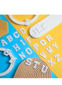 SYOSI 52 Pcs Letter Patches, Alphabet Applique Patches or Sew on Appliques with Embroidered Patch A-Z Letter Badge Decorate Repair Patches for Hats, Shirts, Shoes, Jeans, Bags White  - Image 1