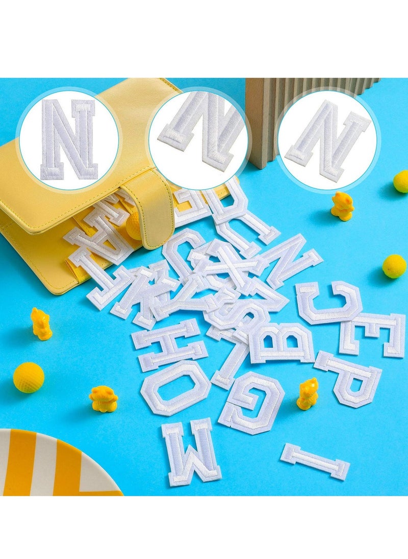 SYOSI 52 Pcs Letter Patches, Alphabet Applique Patches or Sew on Appliques with Embroidered Patch A-Z Letter Badge Decorate Repair Patches for Hats, Shirts, Shoes, Jeans, Bags White  - Image 3