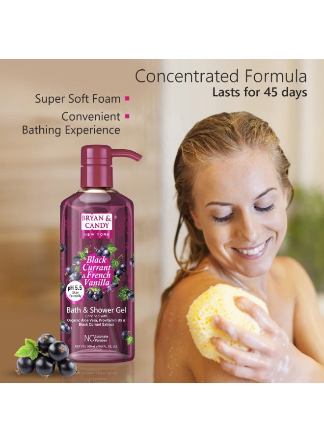 Bryan & Candy Black Currant & French Vanilla Bath & Shower Gel with Aloe Vera. Gentle, Moisturizing Body Wash for Soft, Supple Skin (500ml) - Image 4
