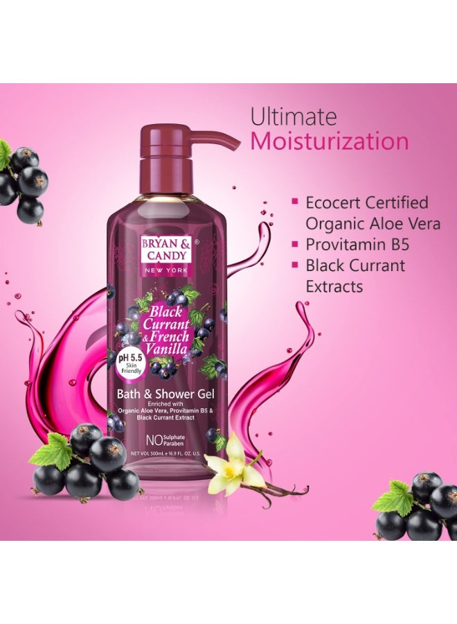 Bryan & Candy Black Currant & French Vanilla Bath & Shower Gel with Aloe Vera. Gentle, Moisturizing Body Wash for Soft, Supple Skin (500ml) - Image 2
