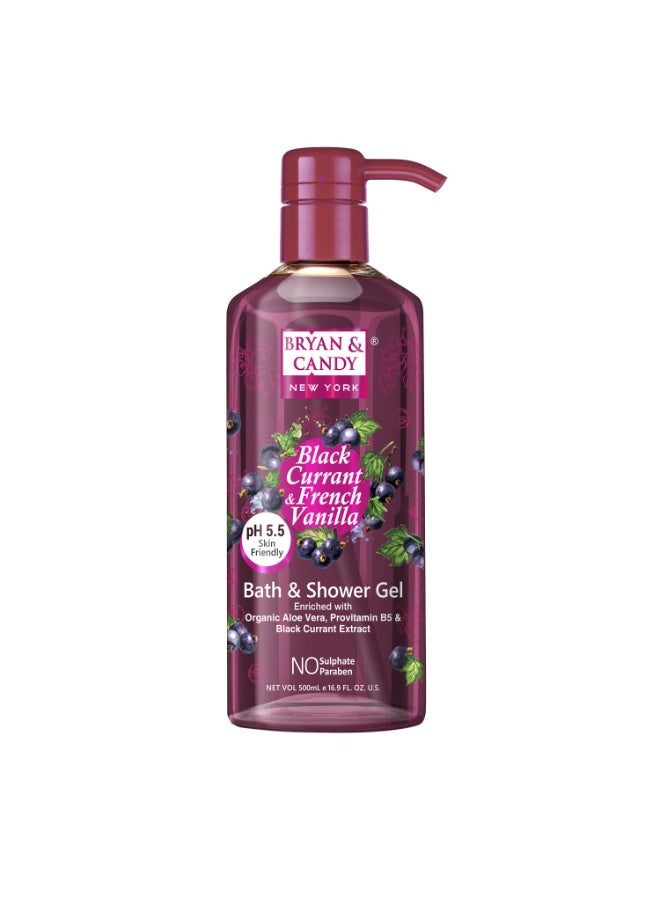Bryan & Candy Black Currant & French Vanilla Bath & Shower Gel with Aloe Vera. Gentle, Moisturizing Body Wash for Soft, Supple Skin (500ml) - Image 1