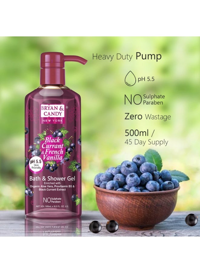 Bryan & Candy Black Currant & French Vanilla Bath & Shower Gel with Aloe Vera. Gentle, Moisturizing Body Wash for Soft, Supple Skin (500ml) - Image 3