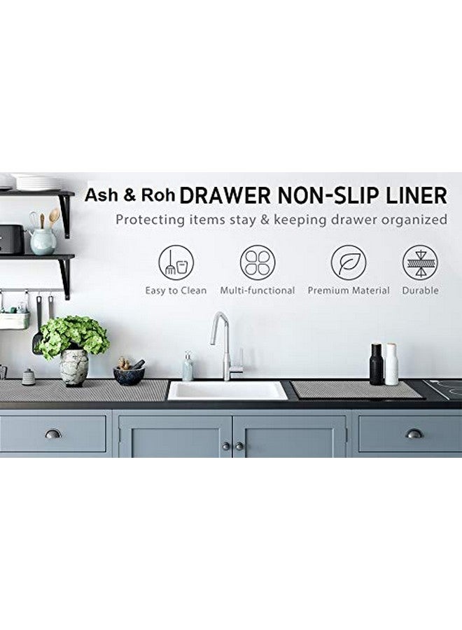 Ash & Roh® - Anti Slip Drawer Mat for Shelf and Shelves, Strong and Durable Non-Adhesive Grip Liner Mat for Bedroom Wardrobe Cabinet and Kitchen Place mats (Dusty Fog, 30 X 100 cm), Non - Image 2