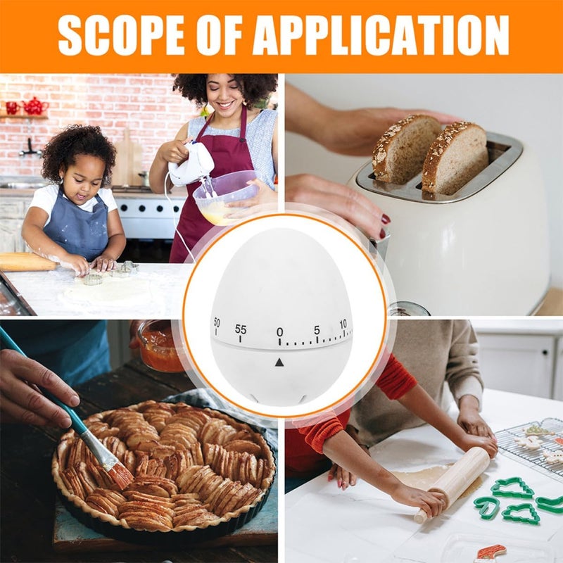 Mechanical Kitchen Timer 2pcs Egg Shape Silicone 60-Minute Rotating Countdown Alarm for Cooking and Management - Image 3