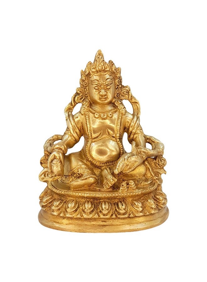 Kartique Brass Kuber Murti Lord of Treasure Wealth Maharaj Kuber Statue for Tijori Locker Money Safe Kubera Idol for Maha Dosh Nivaran Prosperity Home Decor Gold Color Height 6 Inch - Image 1
