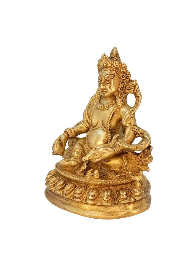 Kartique Brass Kuber Murti Lord of Treasure Wealth Maharaj Kuber Statue for Tijori Locker Money Safe Kubera Idol for Maha Dosh Nivaran Prosperity Home Decor Gold Color Height 6 Inch - Image 4
