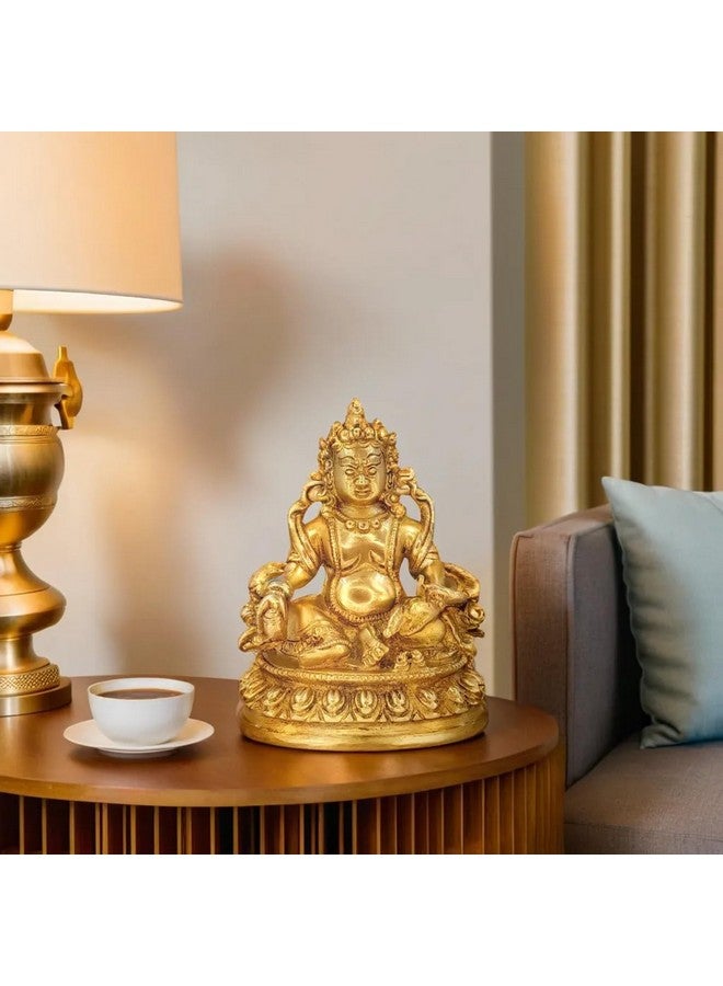 Kartique Brass Kuber Murti Lord of Treasure Wealth Maharaj Kuber Statue for Tijori Locker Money Safe Kubera Idol for Maha Dosh Nivaran Prosperity Home Decor Gold Color Height 6 Inch - Image 2