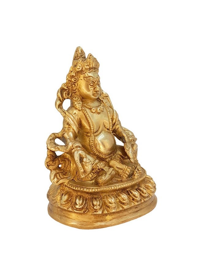 Kartique Brass Kuber Murti Lord of Treasure Wealth Maharaj Kuber Statue for Tijori Locker Money Safe Kubera Idol for Maha Dosh Nivaran Prosperity Home Decor Gold Color Height 6 Inch - Image 3