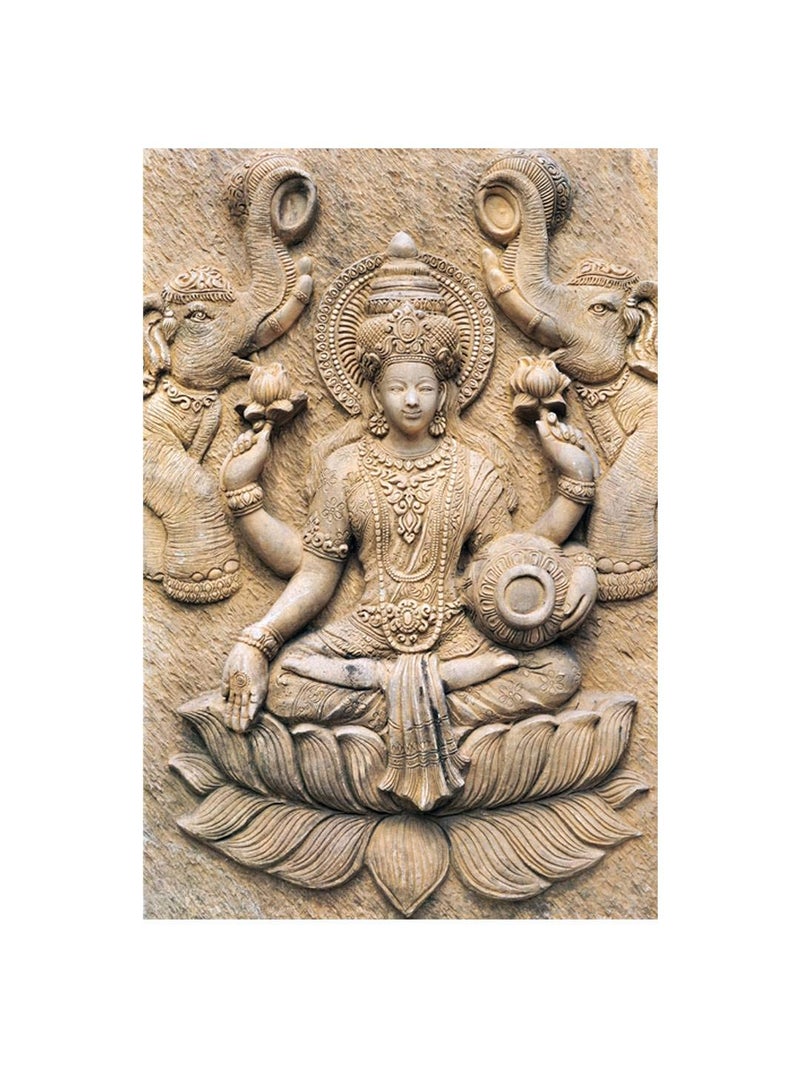 999STORE 999Store Wooden Stretched Framed canvas painting abstract paintings for living room Mata Laxmi Sitting On Lotus Wall frames modern stylish dcor home hanging Canvas 18X30 Inches Strectched Canvas FLP18300515  - Image 2