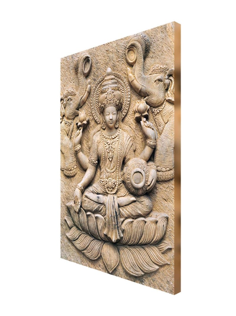 999STORE 999Store Wooden Stretched Framed canvas painting abstract paintings for living room Mata Laxmi Sitting On Lotus Wall frames modern stylish dcor home hanging Canvas 18X30 Inches Strectched Canvas FLP18300515  - Image 3