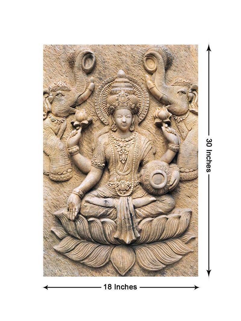 999STORE 999Store Wooden Stretched Framed canvas painting abstract paintings for living room Mata Laxmi Sitting On Lotus Wall frames modern stylish dcor home hanging Canvas 18X30 Inches Strectched Canvas FLP18300515  - Image 5