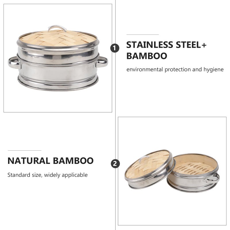 Stainless Steel Steamer Basket Set 16 5cm with Lid for Dumplings and Food - Image 4