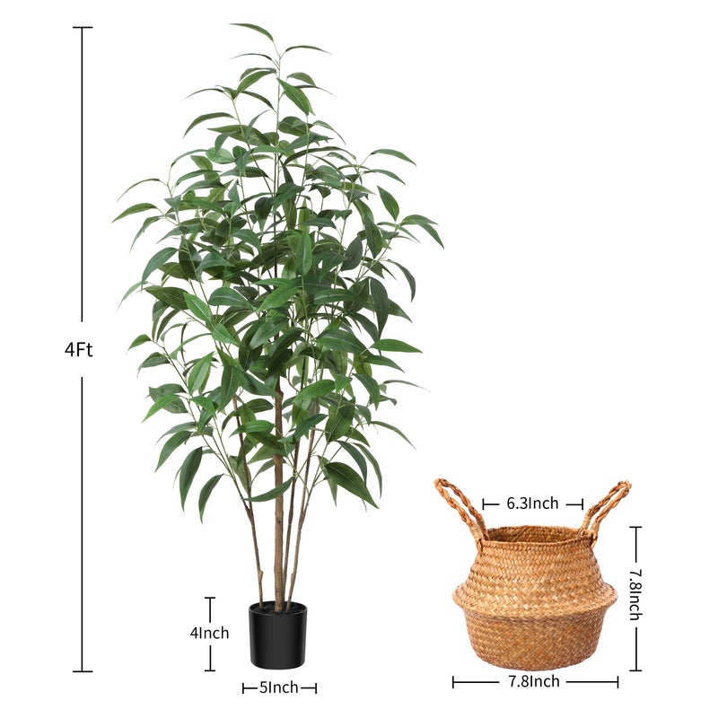 Ferrgoal Artificial Eucalyptus Tree,4Ft Tree Fake Plant in Pot for Home and Office Decor,Potted Faux Plants Tall Artificial Trees for Indoor, Outdoor - Image 2
