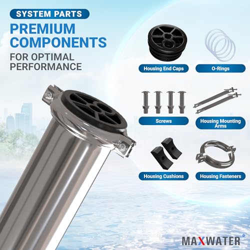 Max Water 4021 - Heavy Duty, Stainless Steel - Reverse Osmosis Commercial Membrane Housing 4" x 21" - Image 3